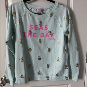 NWOT Lilly Pulitzer Seafoam Top with Gold and Pink Details Size Small